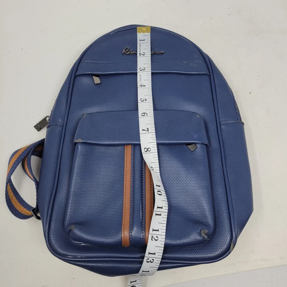 Robert Graham Blue Perforated Leather Backpack Racing Stripe Sling Bag Mens